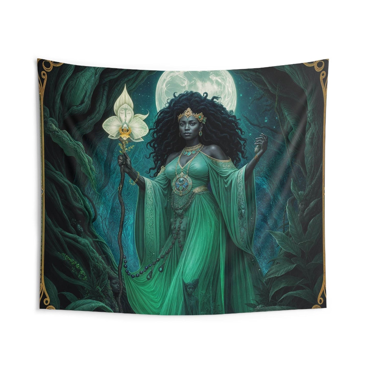 Enchanting Goddess Wall Tapestry, Boho Decor, Mystical Art Wall Hanging, Home Decoration, Ethereal Room Accent, Made by me. - IntuitiveEncBoutique