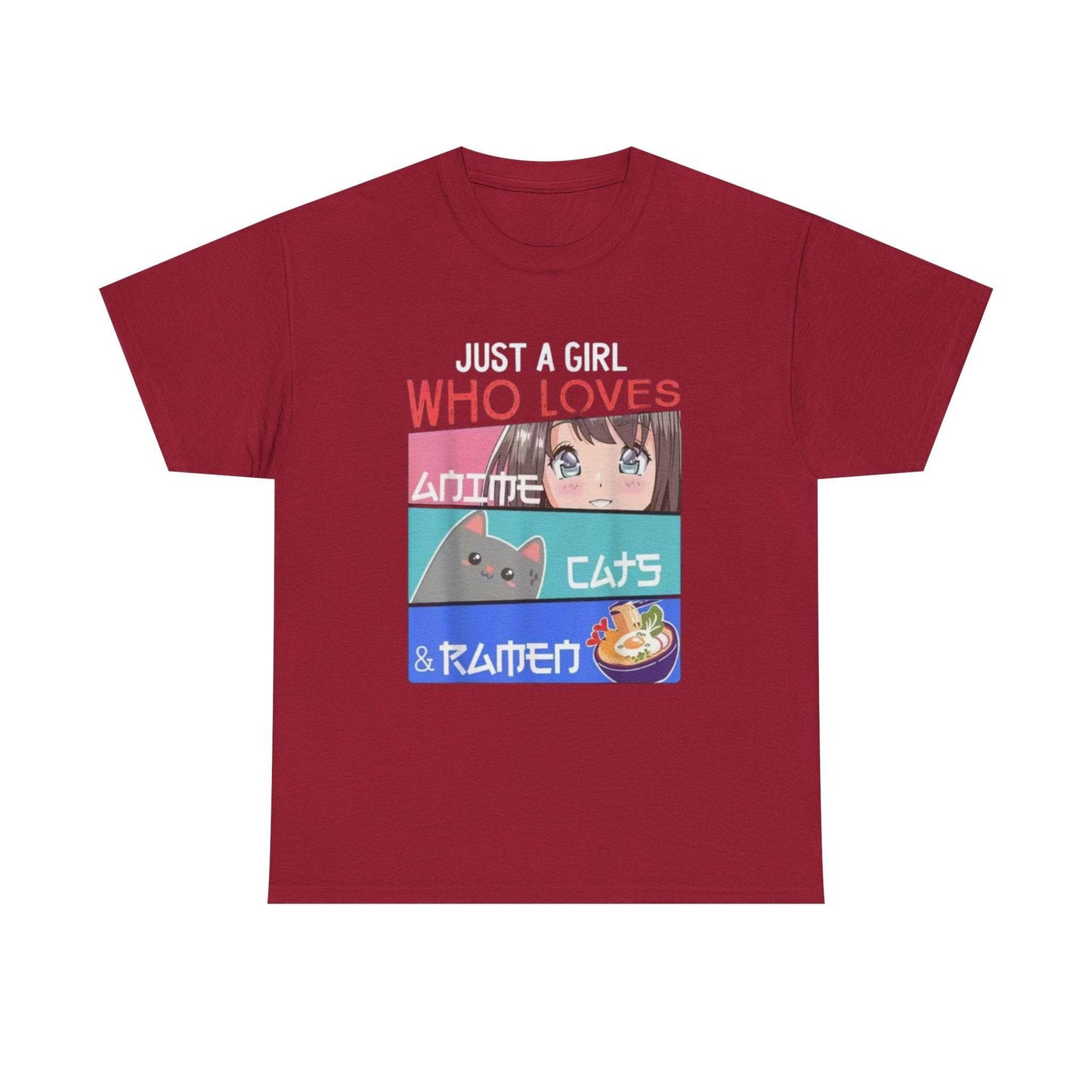 Just a Girl Who Loves Anime Cats & Ramen T-Shirt - IntuitiveEncBoutique