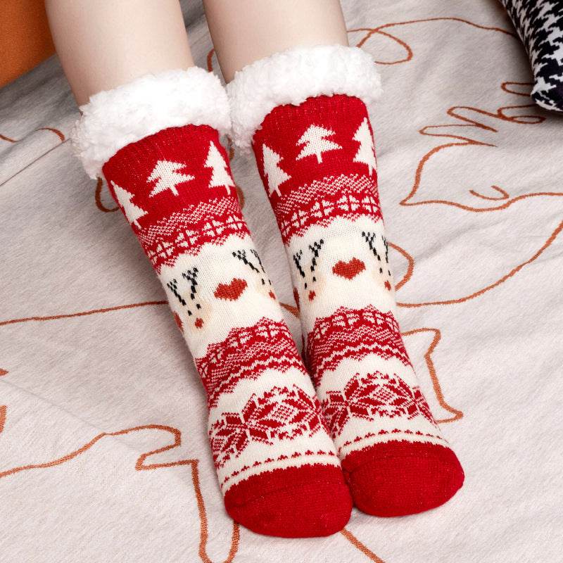 Christmas Floor Socks Indoor Home Sleep Winter Plush Thick Long Socks Women's Postpartum Socks Anti slip - IntuitiveEncBoutique