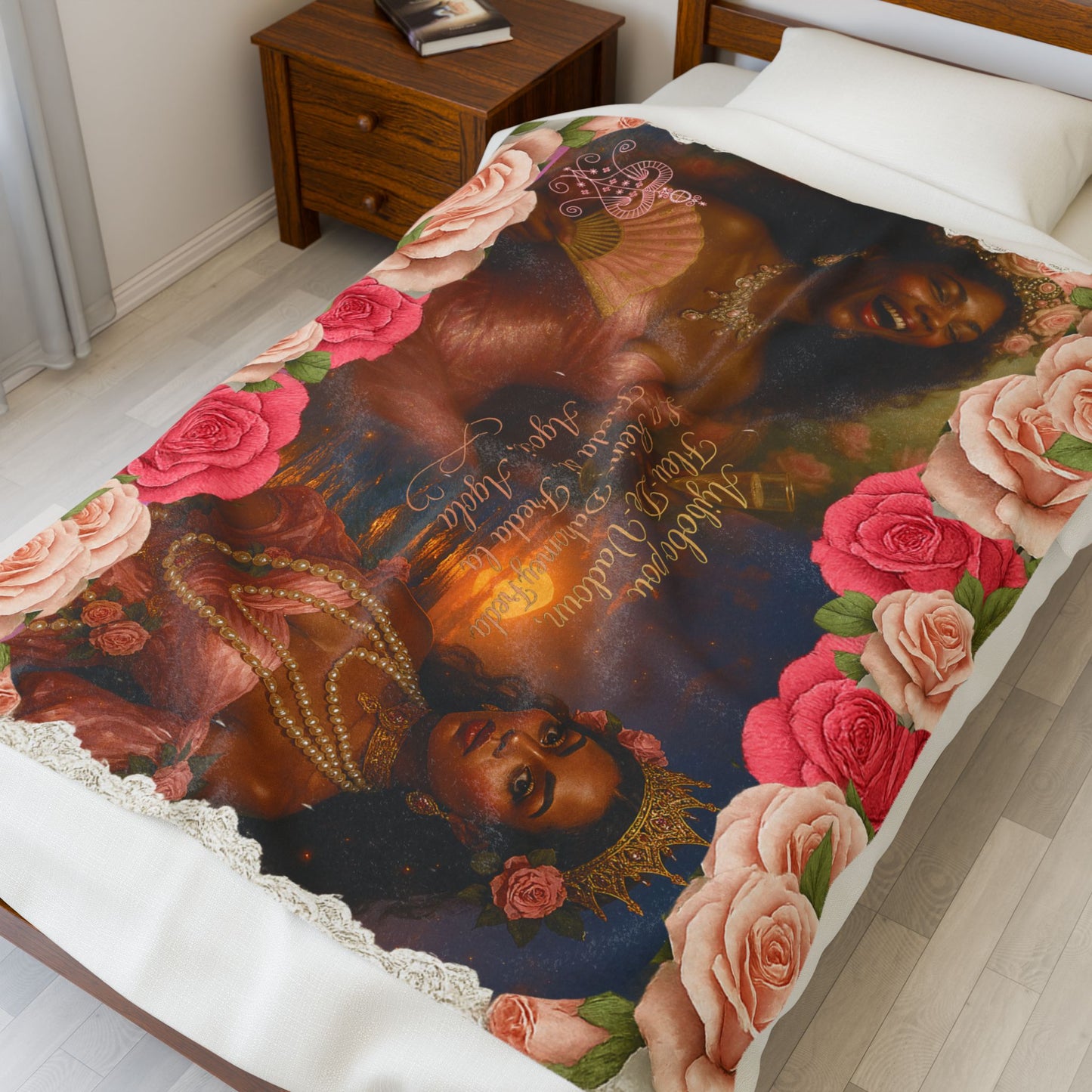 Velveteen Plush Blanket, Erzulie Freda Dahomey Cozy Throw, Afrocentric Decor, Gift for Her, Home Comfort, Cultural Arts, Celebrations