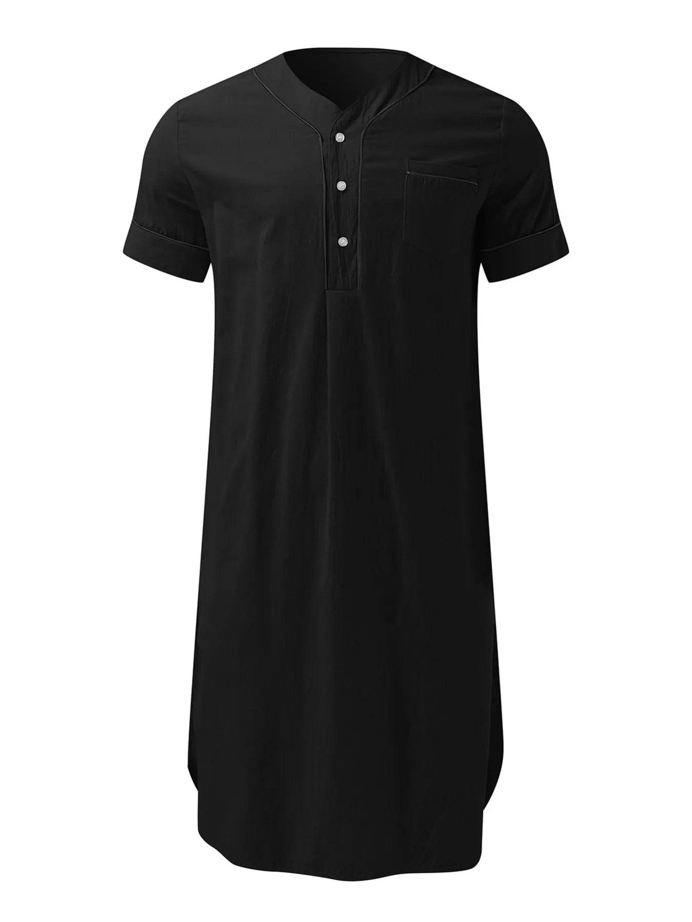 Men's Full Size Button Detail Short Sleeve Lounge Dress Plus Size - IntuitiveEncBoutique