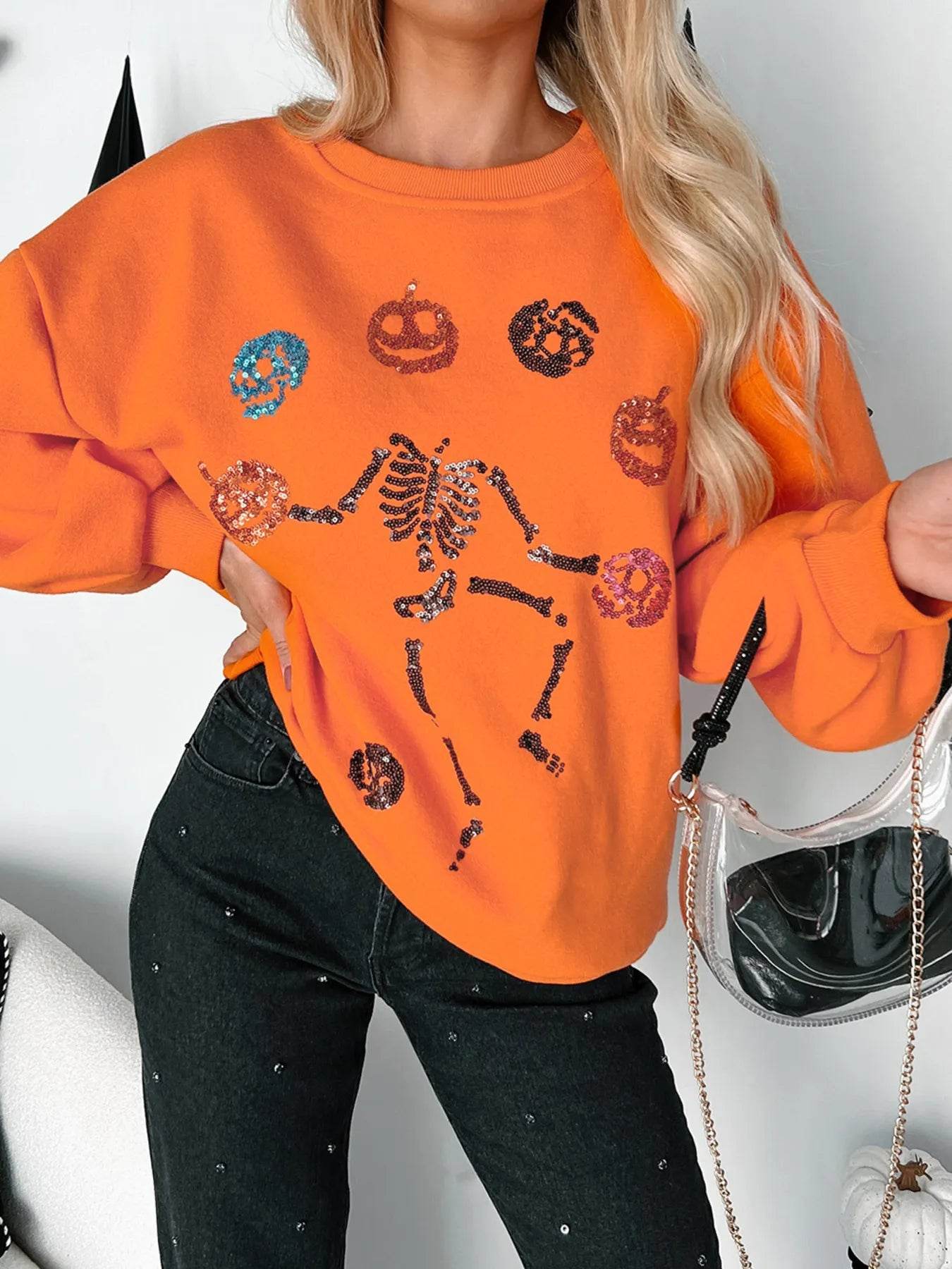 Halloween Skeleton Pumpkin Sweatshirt - IntuitiveEncBoutique