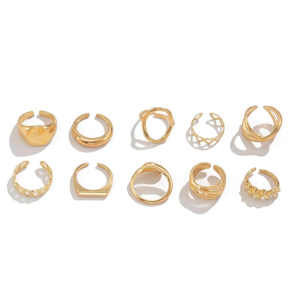 10-Piece Alloy Geometric Ring - IntuitiveEncBoutique
