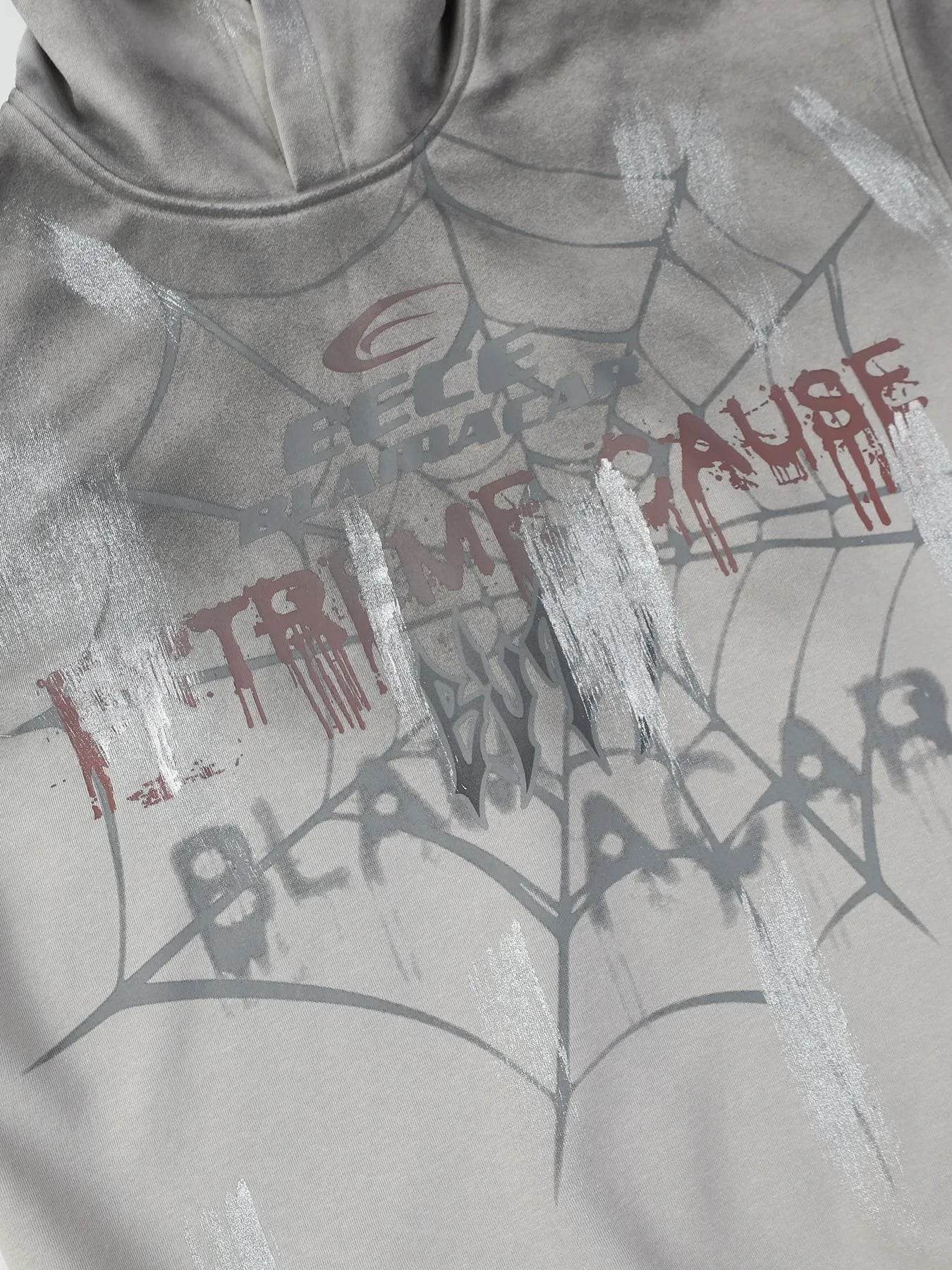 Men's Gothic Spider Web Graffiti Print Hoodie - IntuitiveEncBoutique