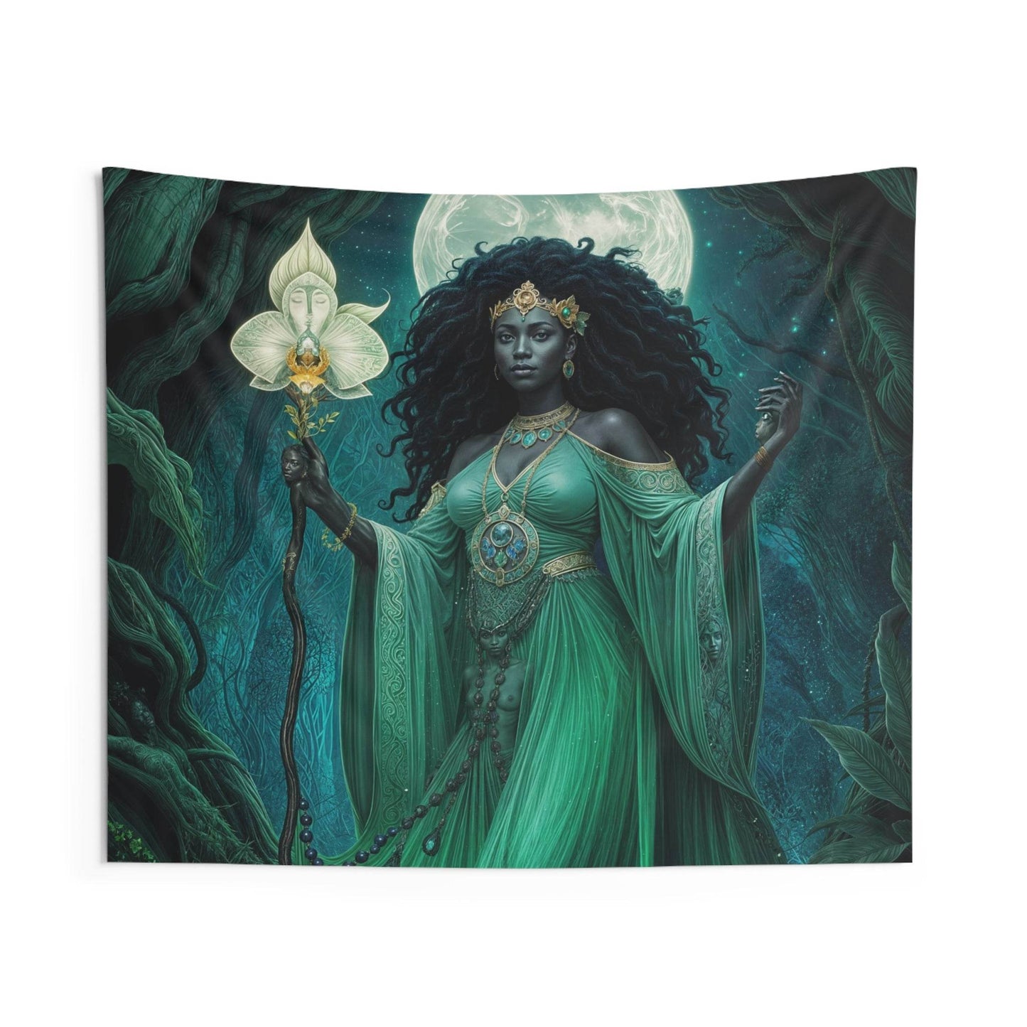 Enchanting Goddess Wall Tapestry, Boho Decor, Mystical Art Wall Hanging, Home Decoration, Ethereal Room Accent, Made by me. - IntuitiveEncBoutique