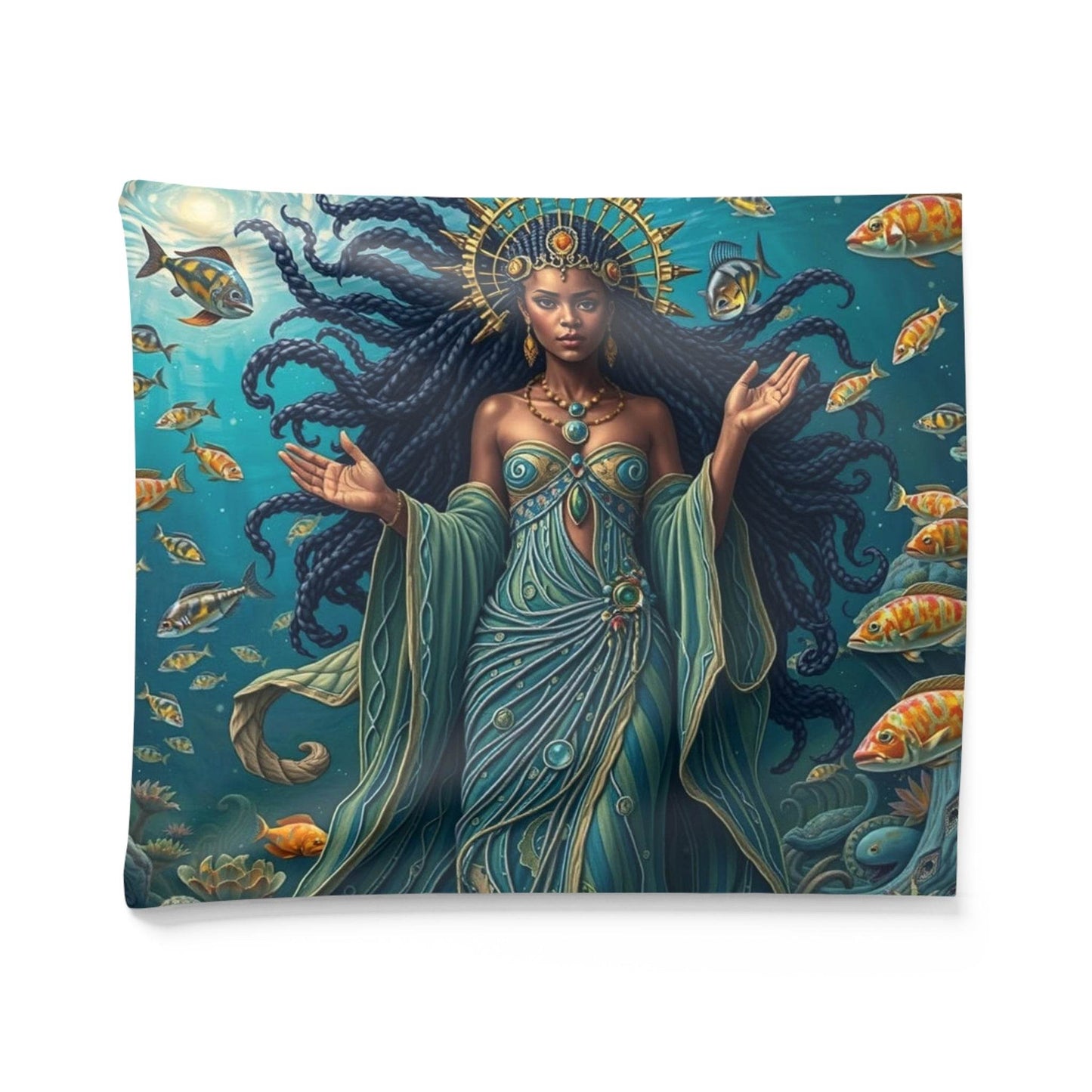 Wall Tapestries - Handmade Design, Yemoja in all her glory - IntuitiveEncBoutique