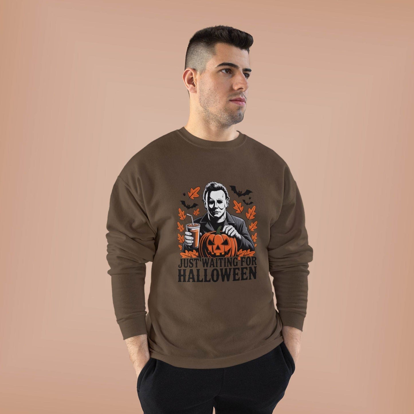 Halloween Sweatshirt - Just Waiting for Halloween | Unisex Crewneck Pullover, Fall Fashion, Halloween Gift, Cozy Sweater, Eco-Friendly Wear - IntuitiveEncBoutique