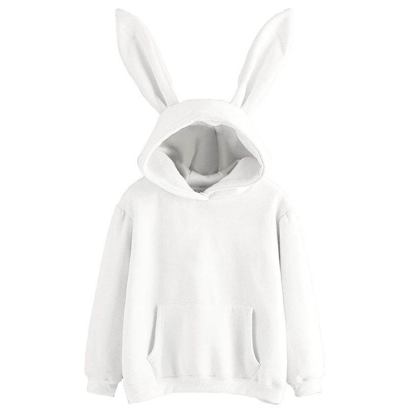 Women's Harajuku Hooded Rabbit Sweatshirt Solid Color Loose Casual Women's Top - IntuitiveEncBoutique