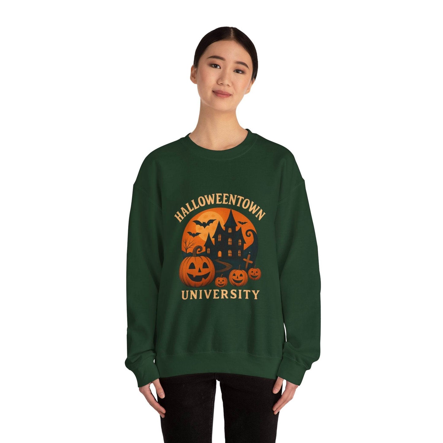 Halloween Town Crewneck Sweatshirt, Cozy Sweatshirt for Fall, Unisex Halloween Apparel, Spooky Season Gift, Halloween University Sweatshirt - IntuitiveEncBoutique