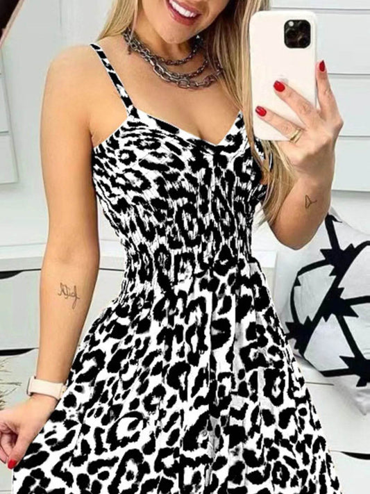 Full Size Leopard Print Spaghetti Strap Maxi Dress Plus Size - IntuitiveEncBoutique