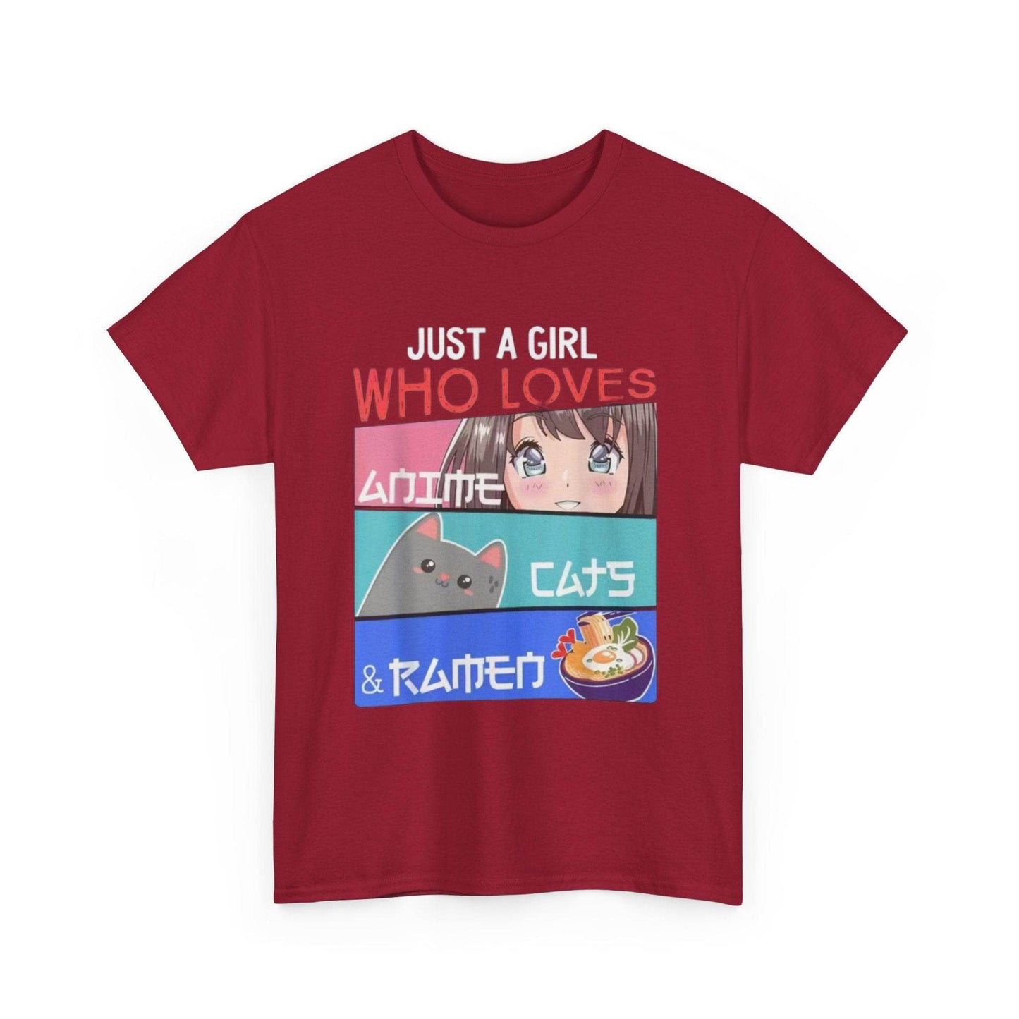 Just a Girl Who Loves Anime Cats & Ramen T-Shirt - IntuitiveEncBoutique