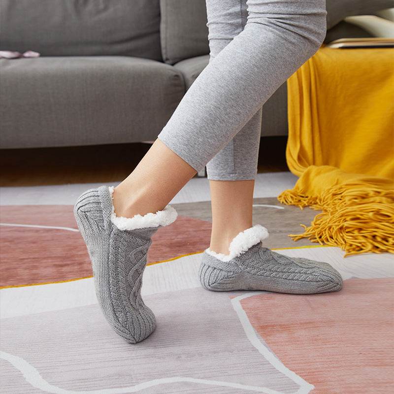 Floor Sock Velvet Thickened Winter Female Adult Bottom Glue Dispensing Adult Warmth Preservation Indoor Socks Men's Sock Overshoes - IntuitiveEncBoutique