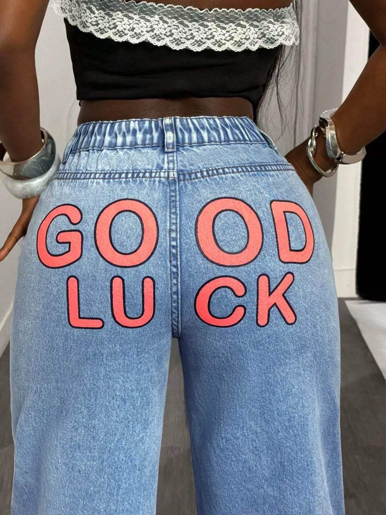 GOOD LUCK Wide Leg Jeans - IntuitiveEncBoutique