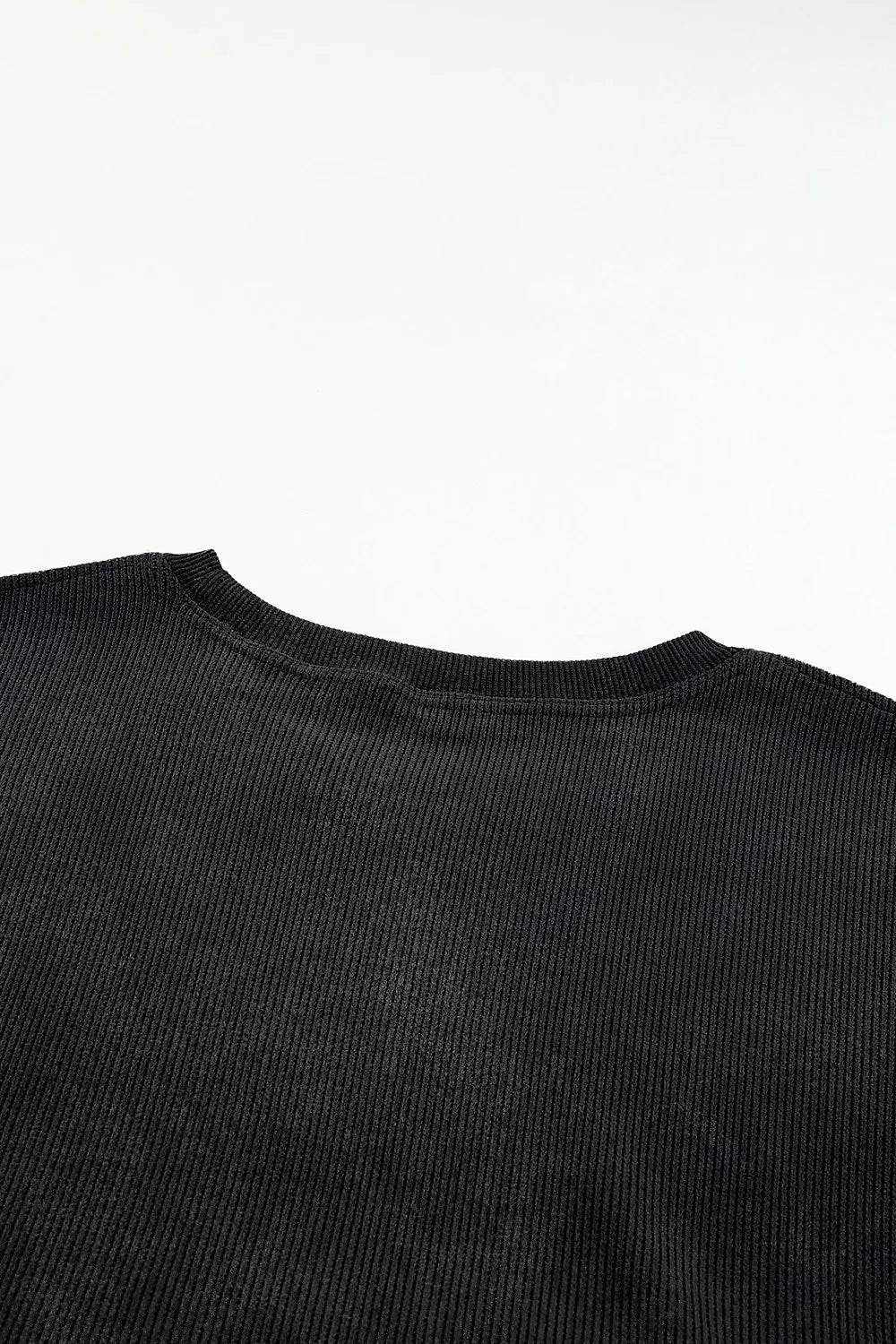 Plus Size Heart Ribbed Round Neck Sweatshirt - IntuitiveEncBoutique
