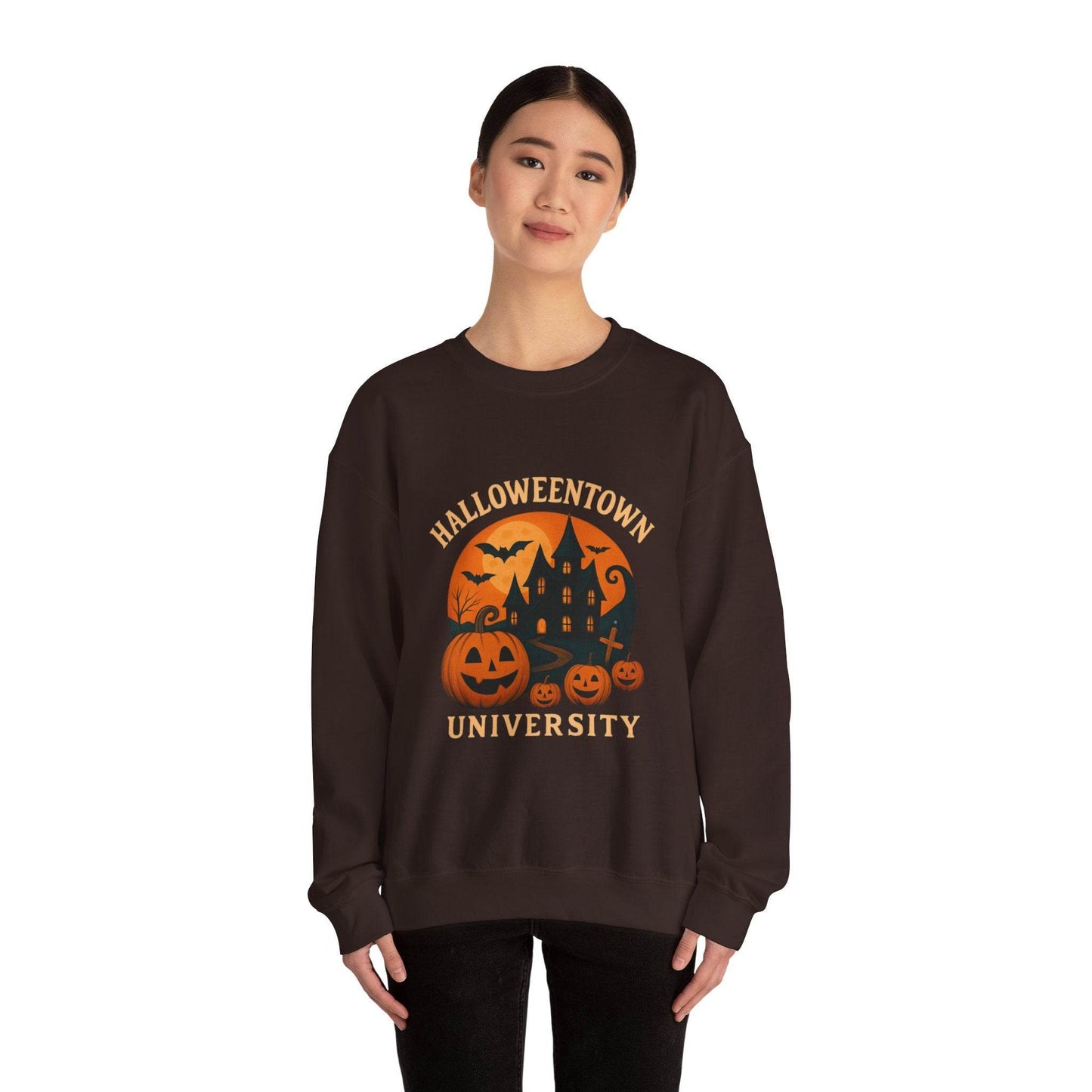 Halloween Town Crewneck Sweatshirt, Cozy Sweatshirt for Fall, Unisex Halloween Apparel, Spooky Season Gift, Halloween University Sweatshirt - IntuitiveEncBoutique