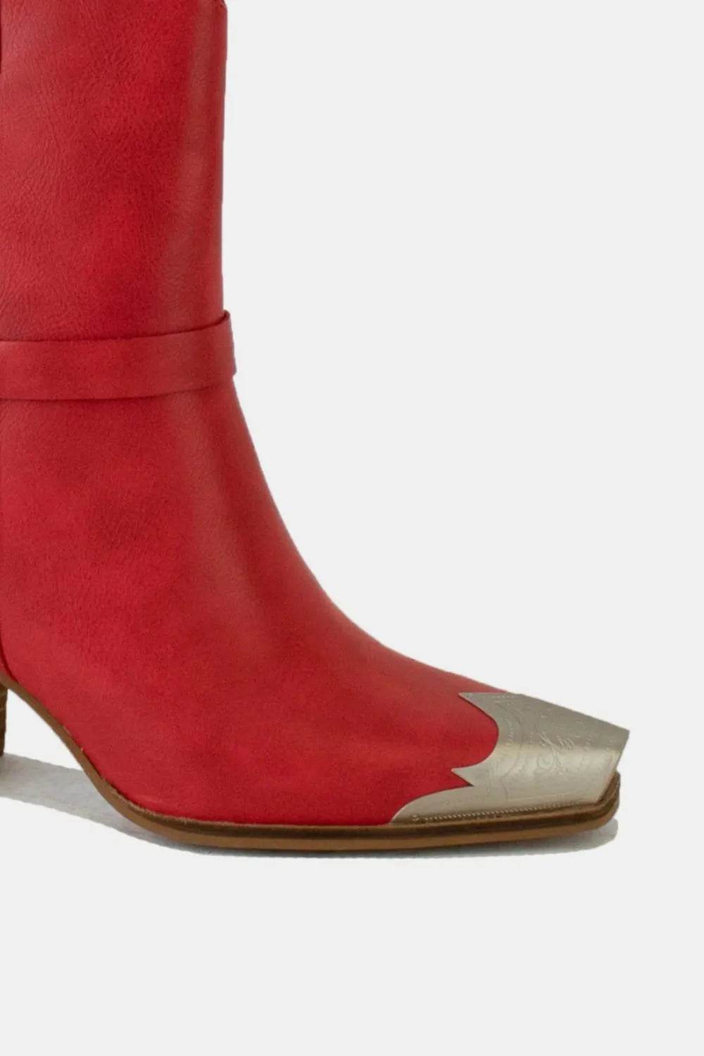 Beast Fashion Faux Leather Metal Toe Ankle Boots - IntuitiveEncBoutique