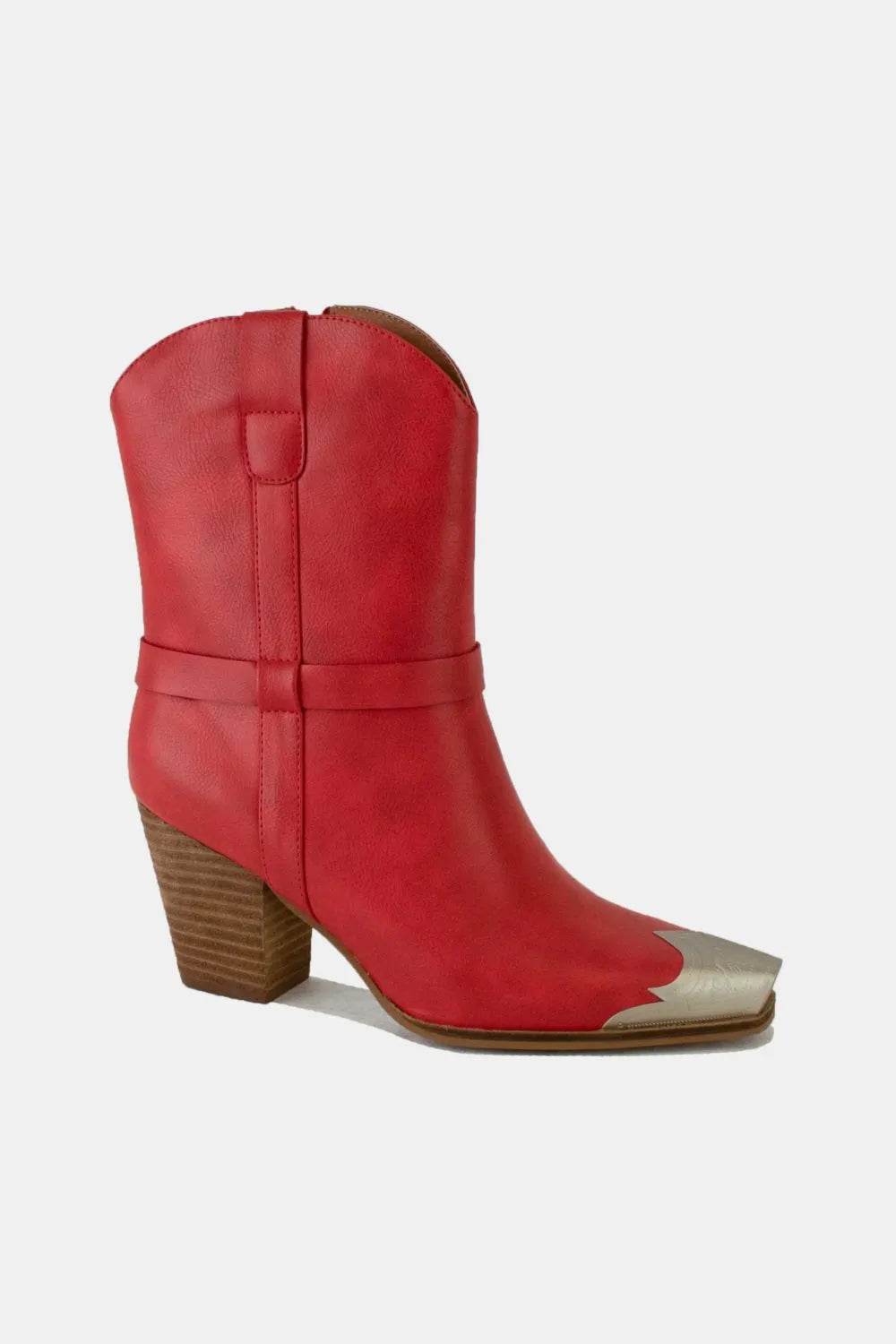 Beast Fashion Faux Leather Metal Toe Ankle Boots - IntuitiveEncBoutique