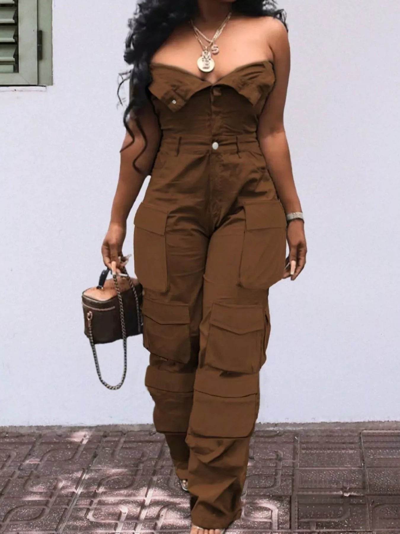 Tube Snap Down Cargo Jumpsuit - IntuitiveEncBoutique
