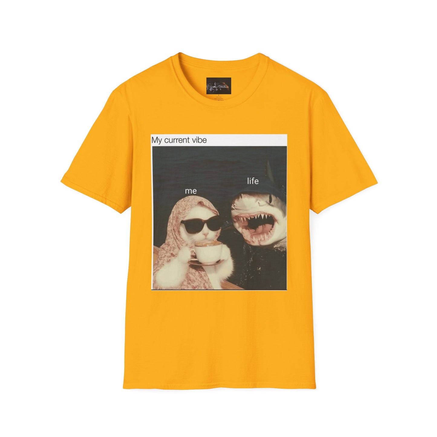 My Current Vibe T-Shirt, Funny Cat Shark Tee for Casual Outings, Unique Gift for Cat Lovers, Summer Style, Chill Vibes