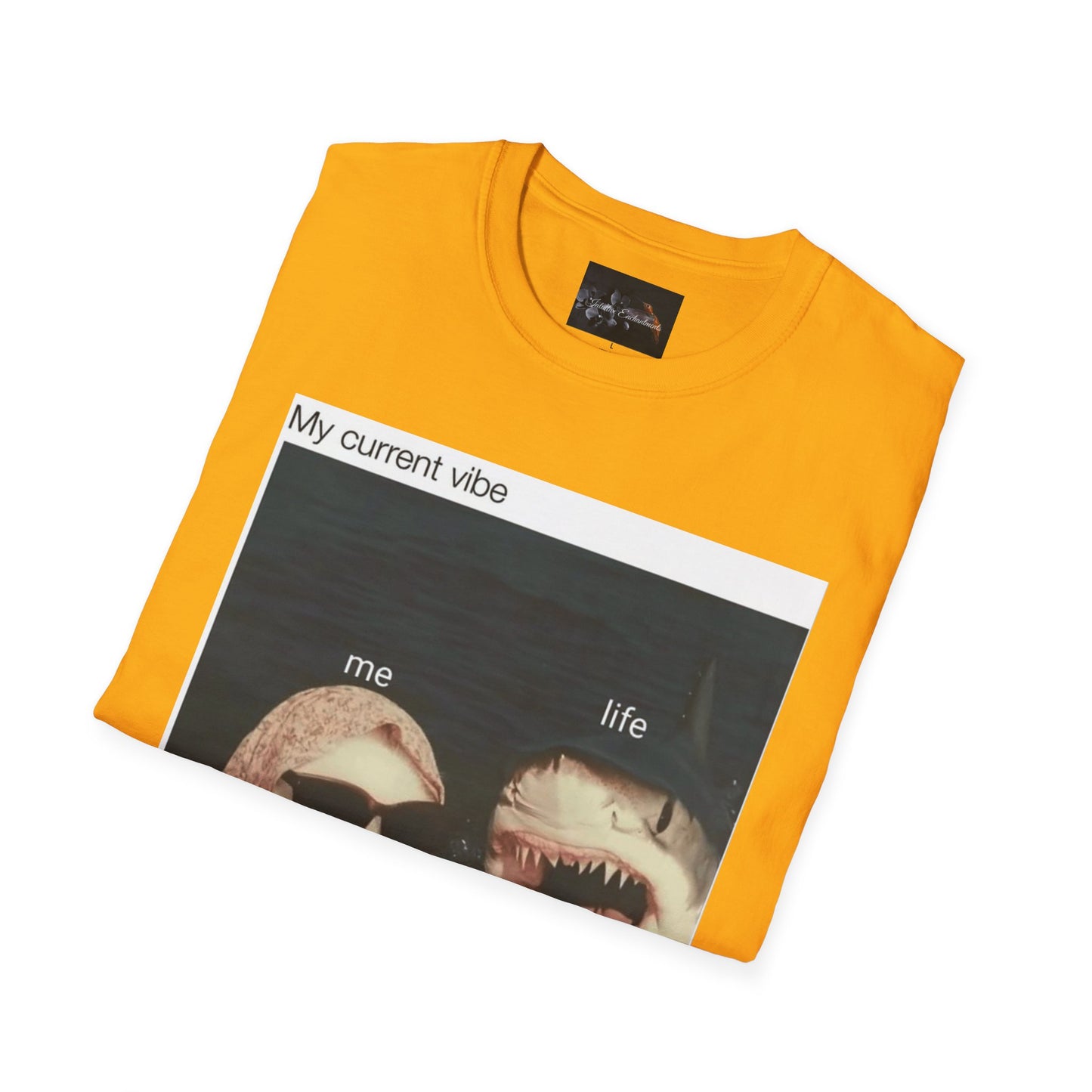 My Current Vibe T-Shirt, Funny Cat Shark Tee for Casual Outings, Unique Gift for Cat Lovers, Summer Style, Chill Vibes