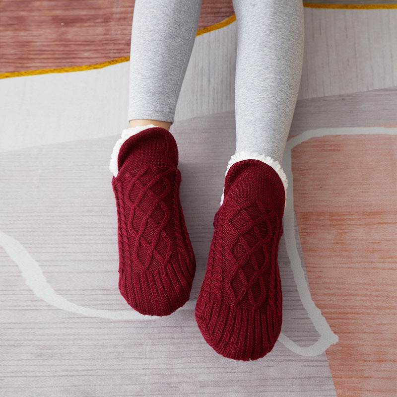 Floor Sock Velvet Thickened Winter Female Adult Bottom Glue Dispensing Adult Warmth Preservation Indoor Socks Men's Sock Overshoes - IntuitiveEncBoutique