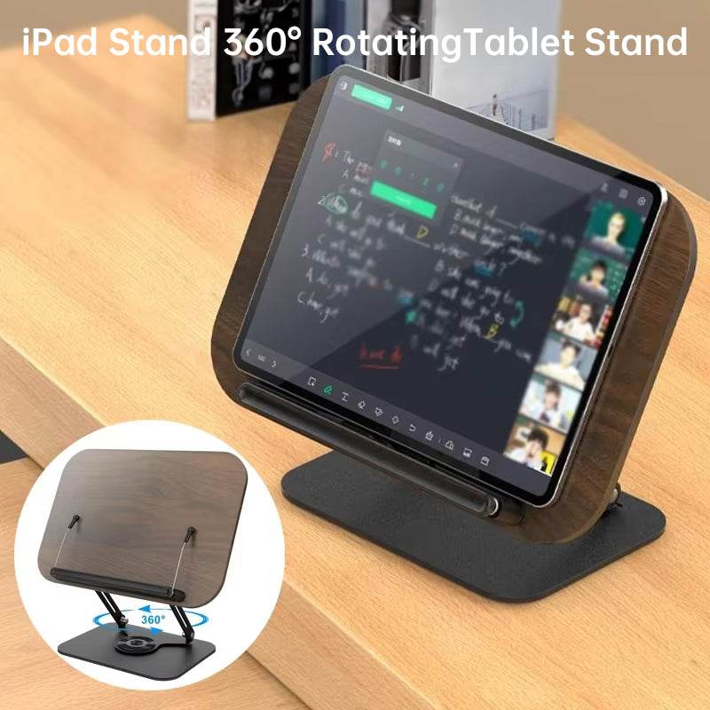 Adjustable 360° Rotating Book Stand with Elastic Clips, for Cookbooks, Laptops & More - IntuitiveEncBoutique