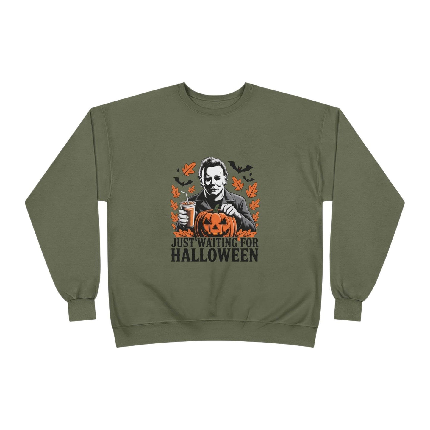 Halloween Sweatshirt - Just Waiting for Halloween | Unisex Crewneck Pullover, Fall Fashion, Halloween Gift, Cozy Sweater, Eco-Friendly Wear - IntuitiveEncBoutique