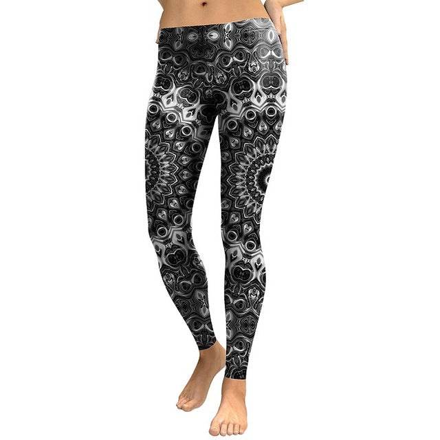Women Mandala Flower Digital Print Skeleton Leggings - IntuitiveEncBoutique