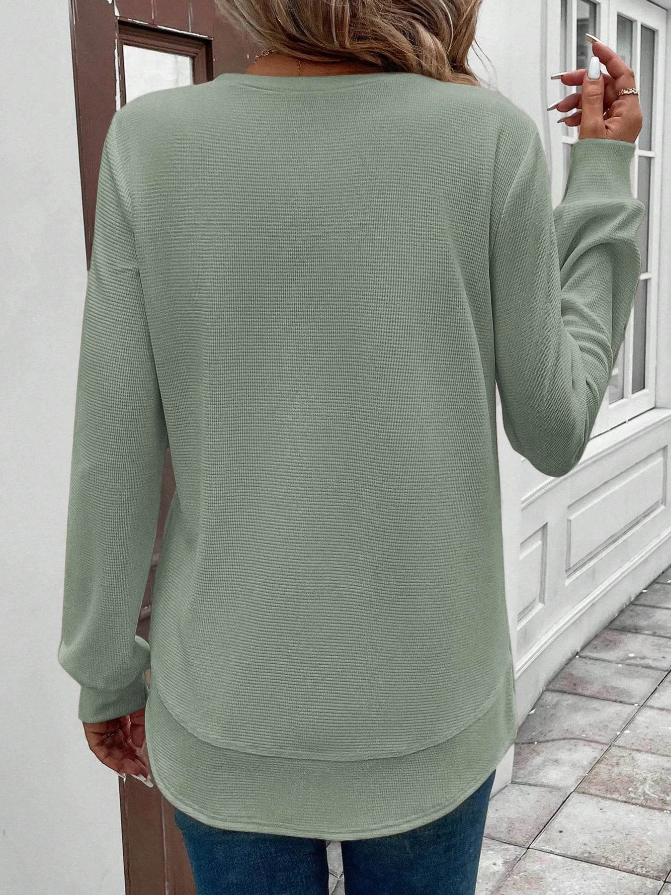Round Neck Long Sleeve Casual Sweatshirt - IntuitiveEncBoutique
