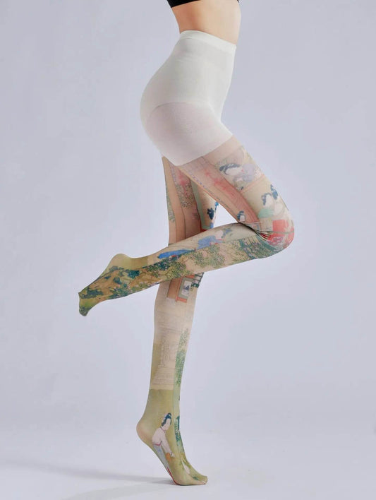Pattern printed pantyhose with retro and personalized bottom socks - IntuitiveEncBoutique