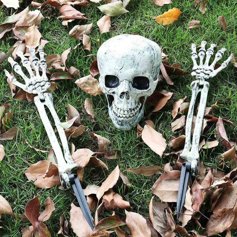 Halloween Skeleton Stakes: Realistic Skull, Head, Hands/Arms – For Party, Home, Garden, Lawn - IntuitiveEncBoutique