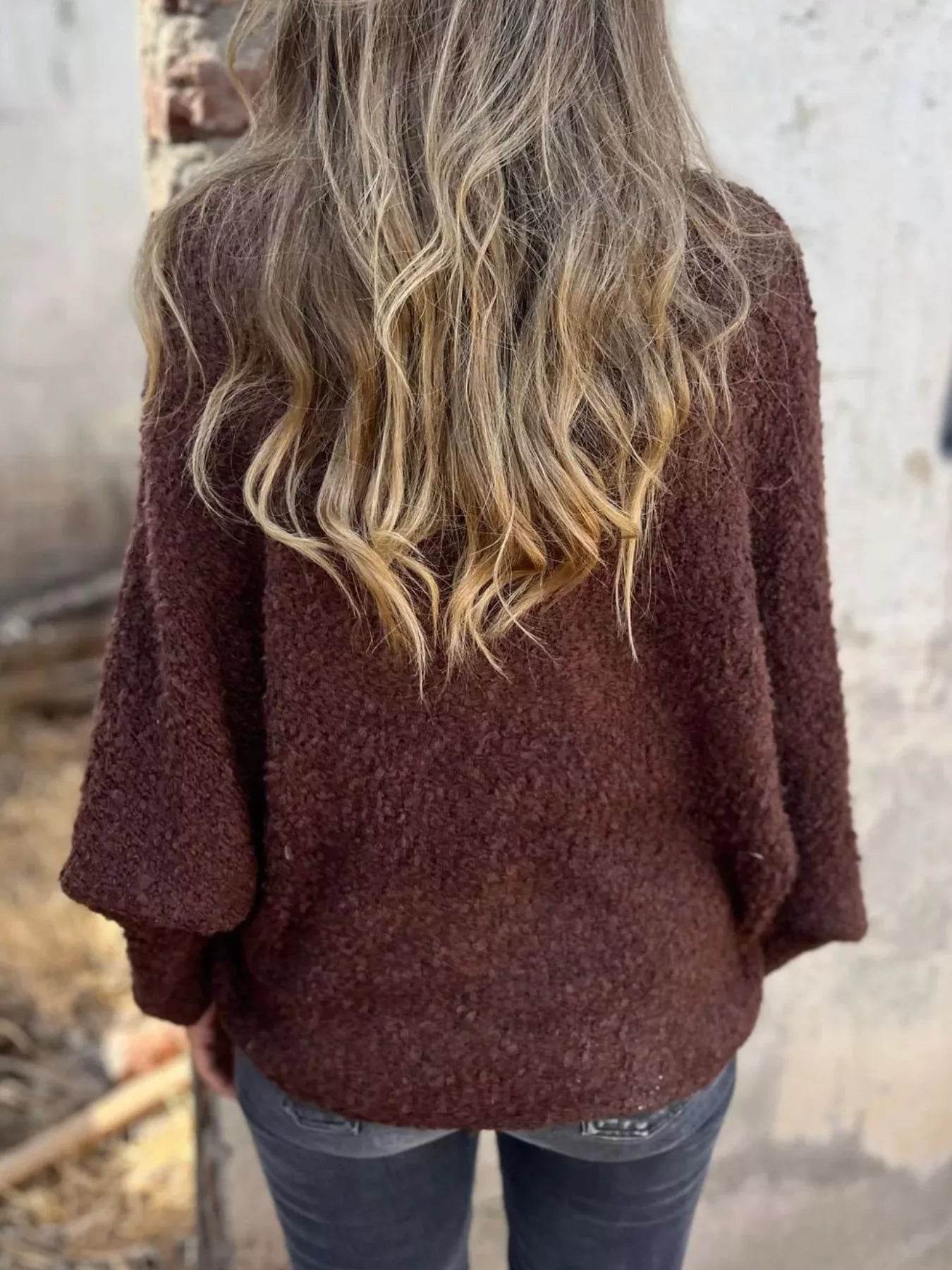 Full Size V-Neck Long Sleeve Sweater Plus Size - IntuitiveEncBoutique