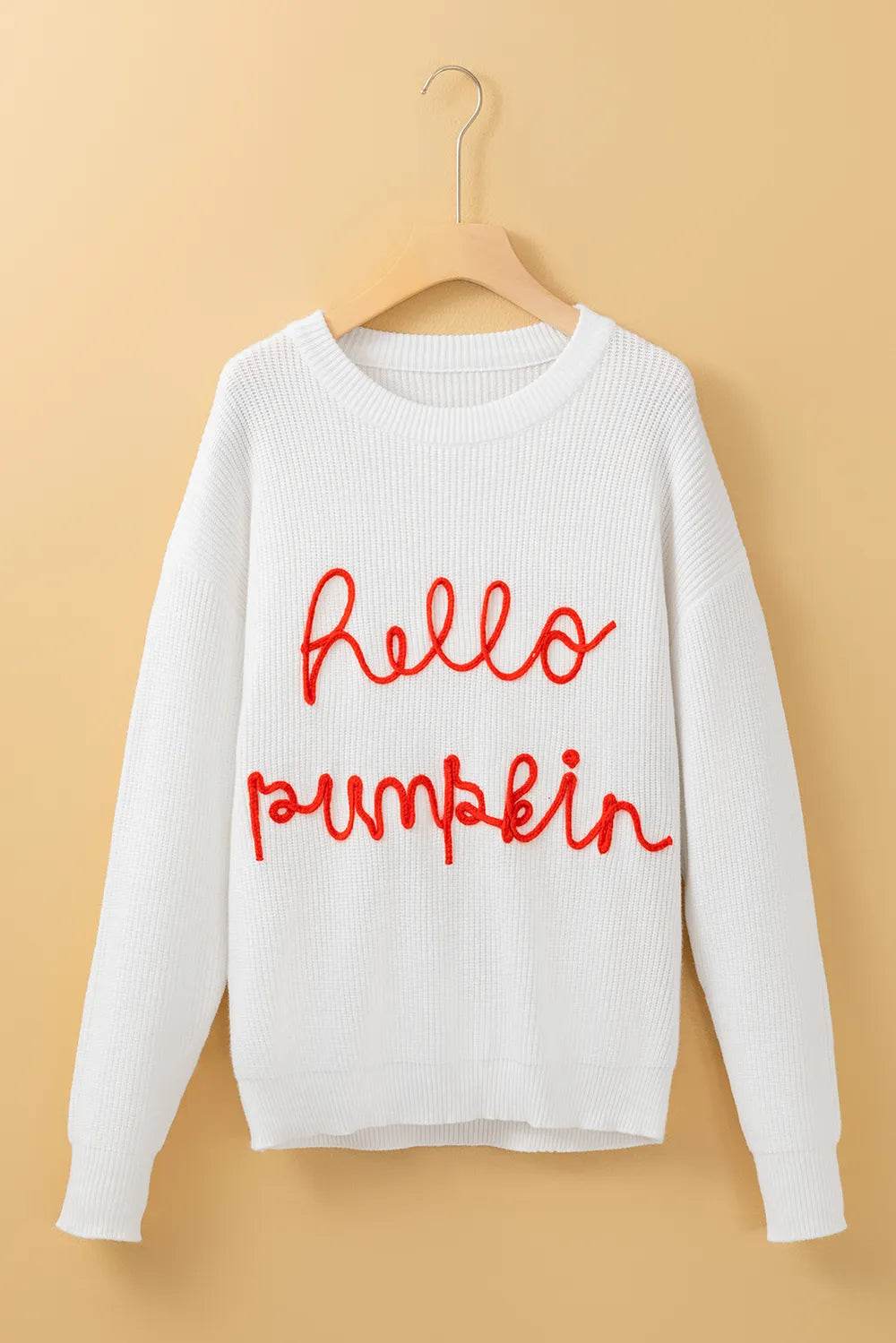 HELLO PUMPKIN Round Neck Long Sleeve Sweater - IntuitiveEncBoutique