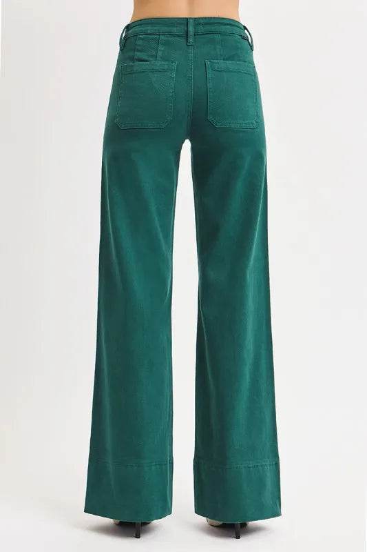 RISEN Full Size Tummy Control Mid Rise Wide Leg Jeans Plus Size - IntuitiveEncBoutique