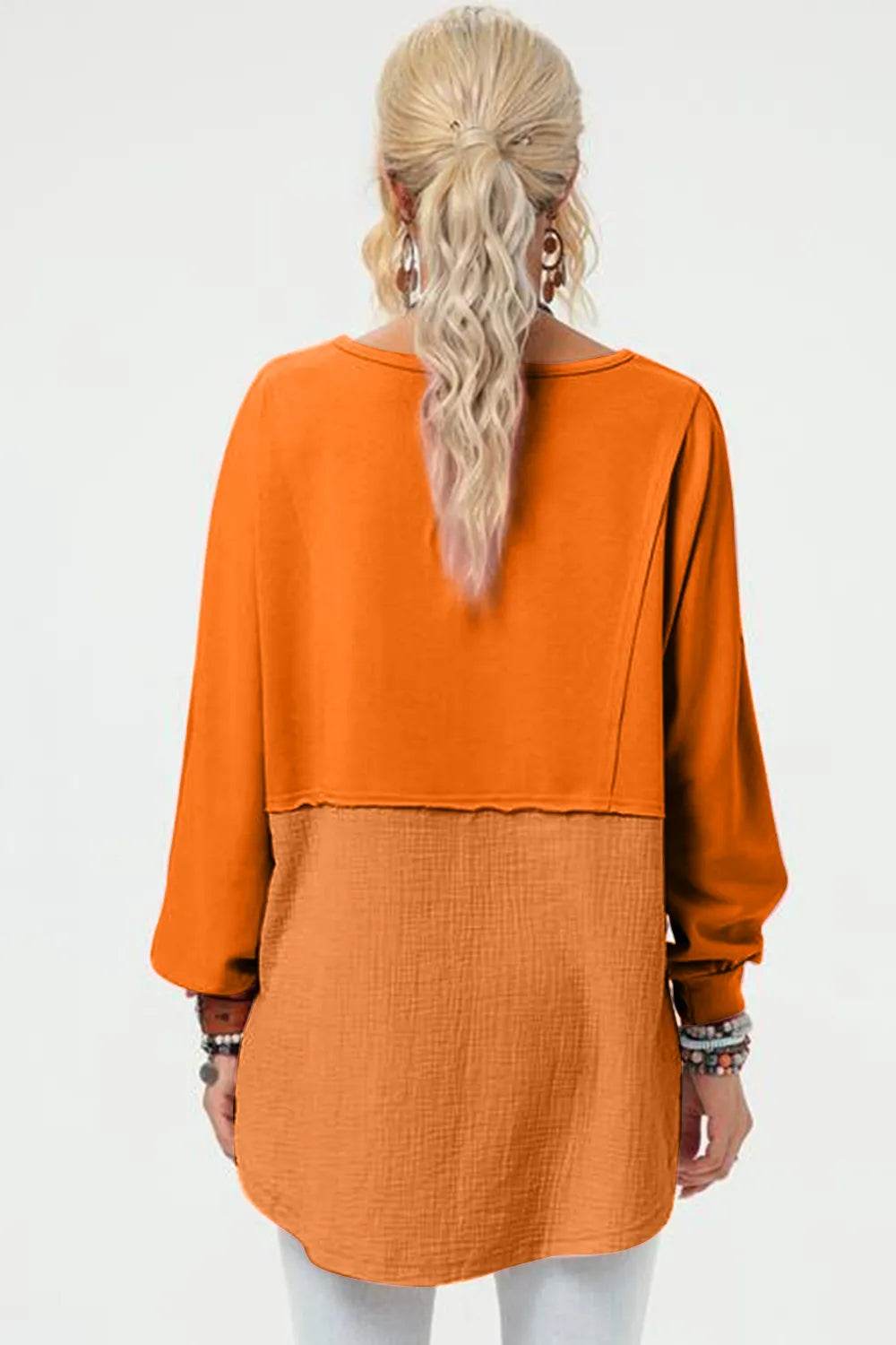 Double Take Full Size Long Sleeve High-Low T-Shirt - IntuitiveEncBoutique