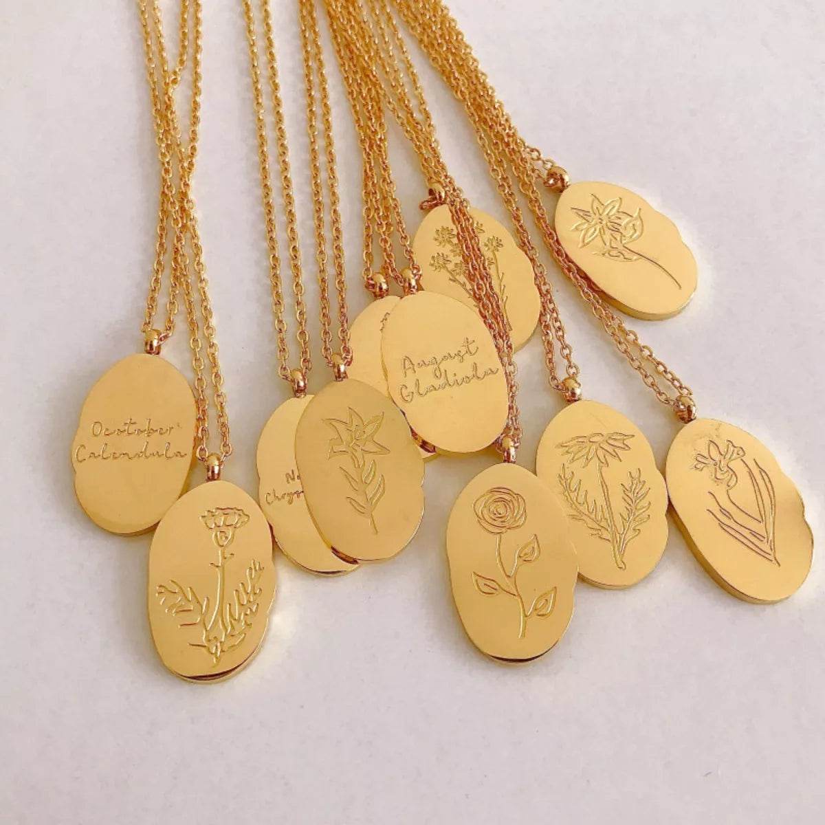 18K Gold-Plated Engraved Pendant Necklace - IntuitiveEncBoutique