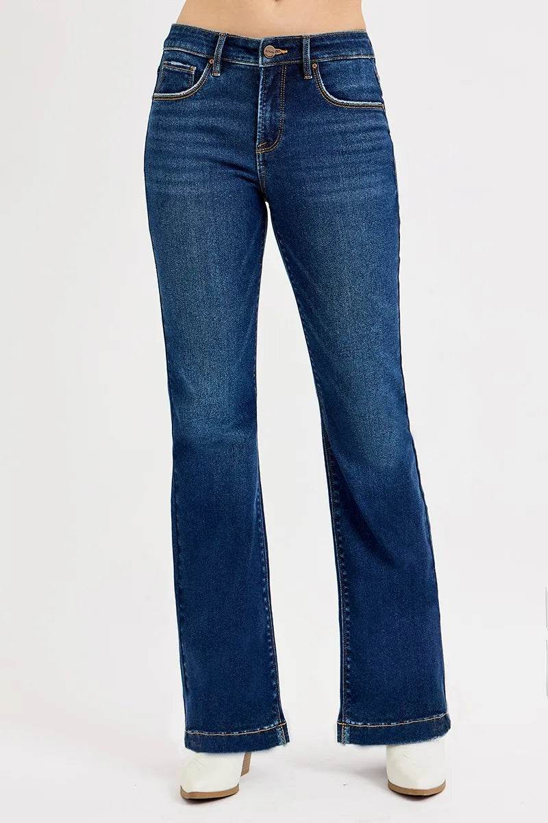 RISEN Full SIze Tummy Control Mid Rise Flare Jeans Plus SIze - IntuitiveEncBoutique