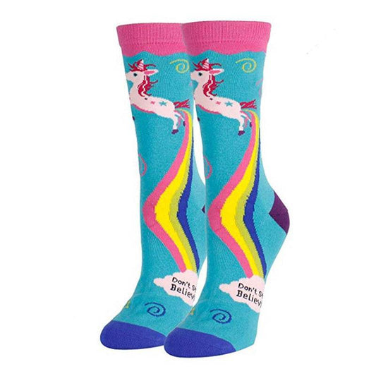 Unicorn Rainbow Printing Autumn And Winter Leisure In The Tube Sports Holiday Gift Socks - IntuitiveEncBoutique