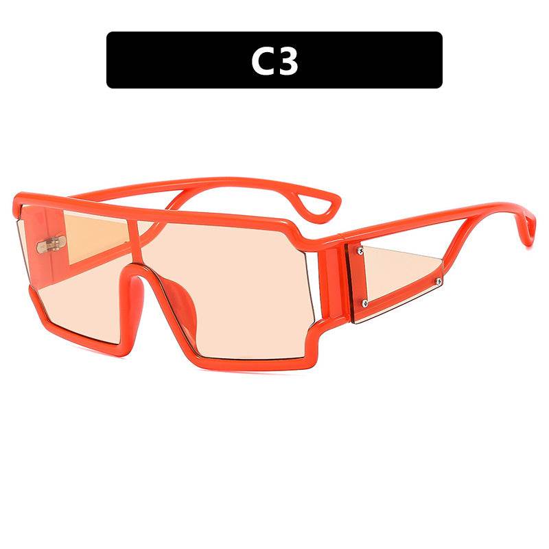 Square connected sunglasses with hollowed out avant-garde personality Instagram popular fashion street photography futuristic sunglasses - IntuitiveEncBoutique