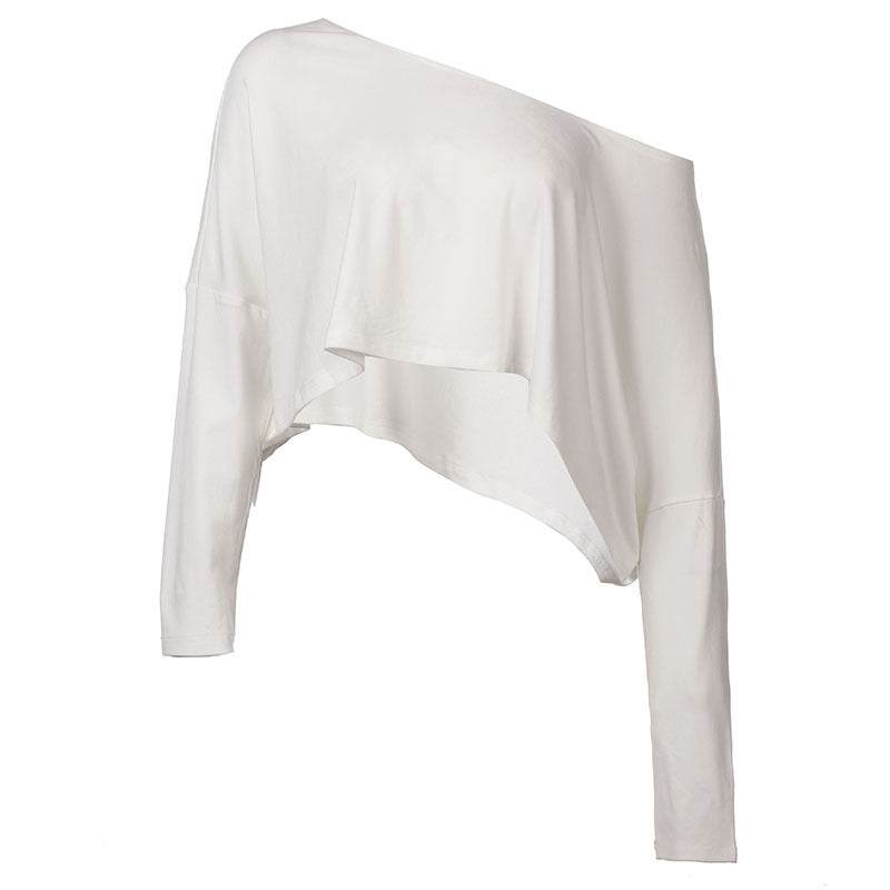 INS Street Style Lazy Off-Shoulder Loose Simple Casual Long Sleeve Sweatshirt Spicy Girl Crop Top Slimming Top - IntuitiveEncBoutique