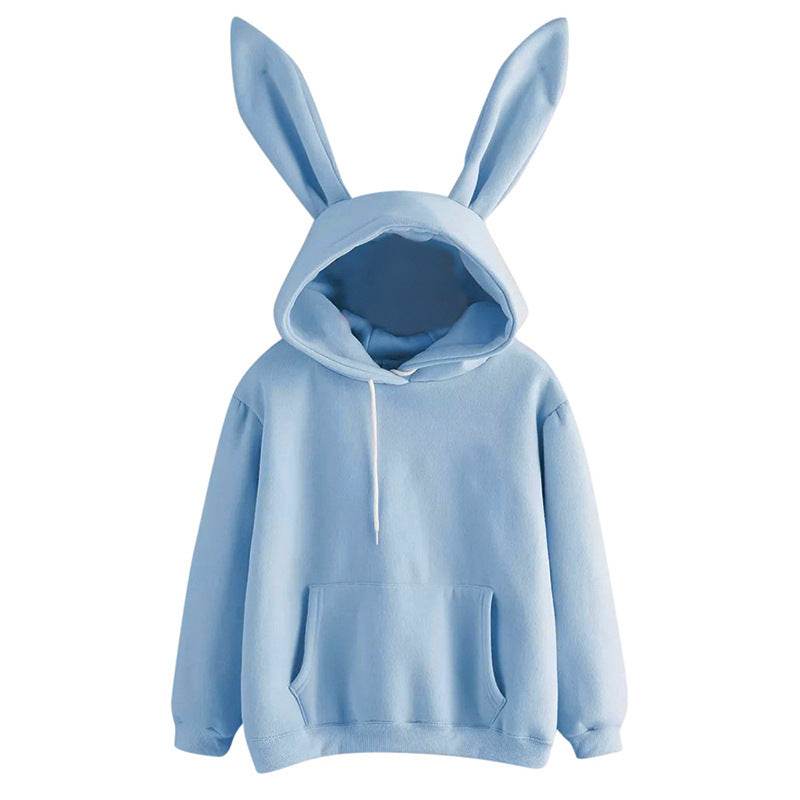 Women's Harajuku Hooded Rabbit Sweatshirt Solid Color Loose Casual Women's Top - IntuitiveEncBoutique