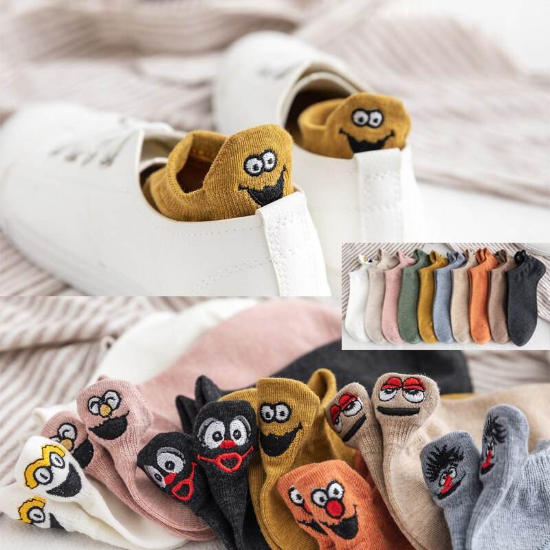 Woman Embroidered Expression Socks Fashion Ankle Funny Sock - IntuitiveEncBoutique