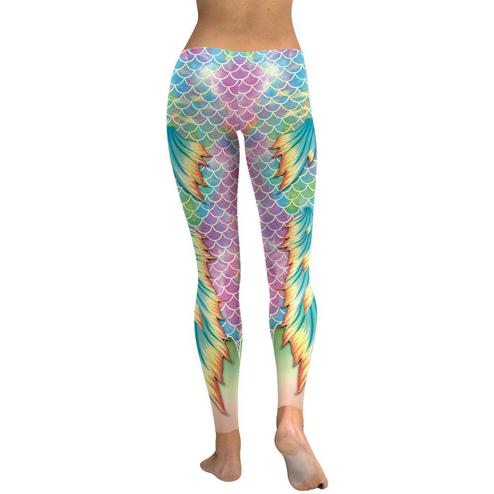 Vivid Mermaid Women Leggings Gradient Fish Scales - IntuitiveEncBoutique