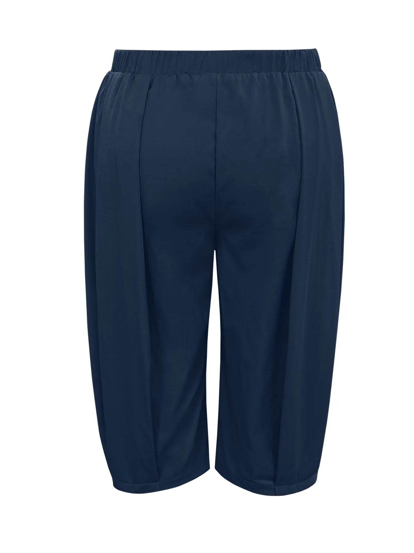 Plus Size Wide Leg Pleated Detail Cropped Pants - IntuitiveEncBoutique