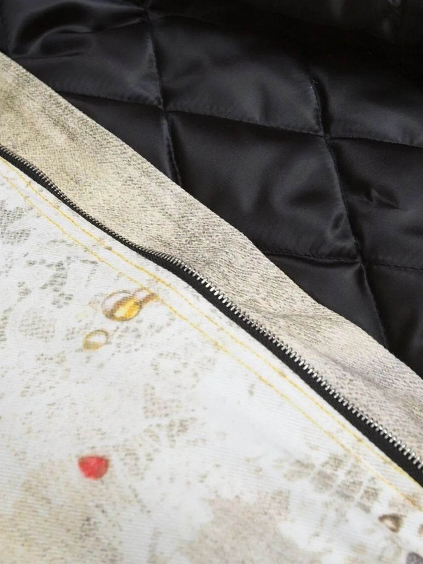 Men's Distressed Paint Splatter Zip Up Jacket - IntuitiveEncBoutique