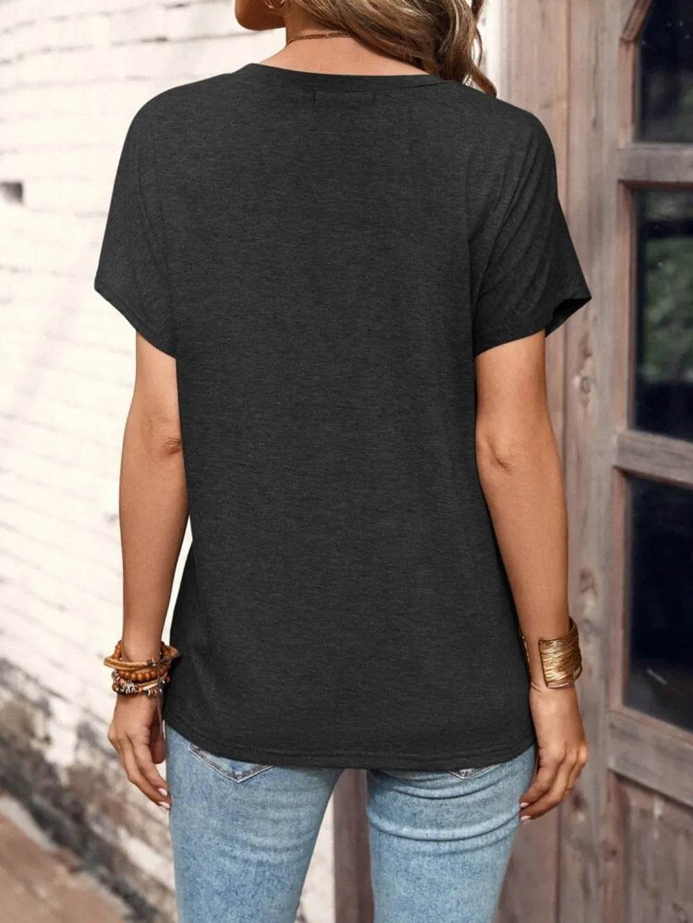 Half Button Short Sleeve Top - IntuitiveEncBoutique