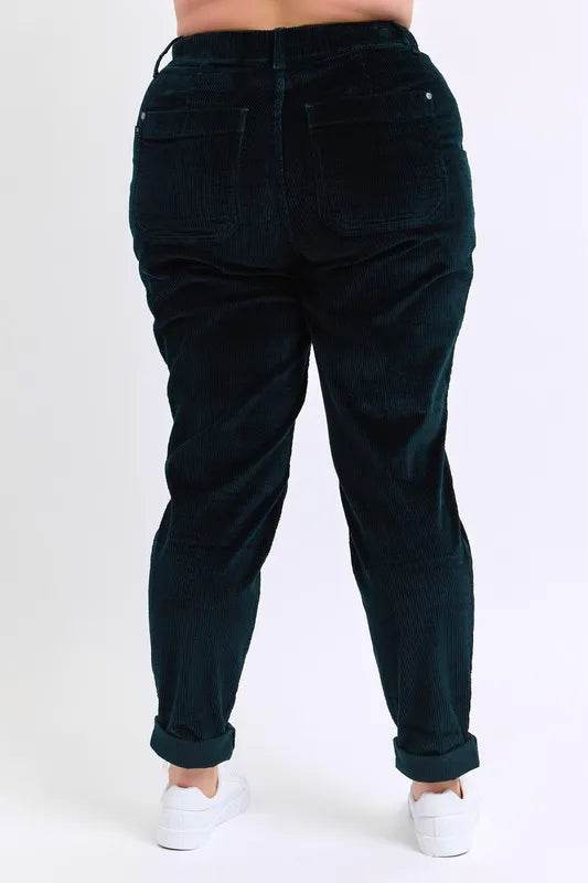 Judy Blue Full Size High Waist Corduroy Cuffed Jogger Plus Size - IntuitiveEncBoutique