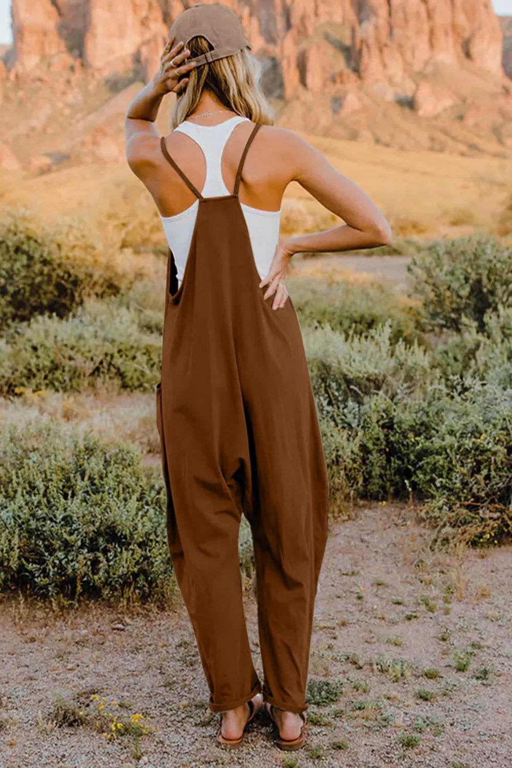 Double Take Full Size V-Neck Sleeveless Jumpsuit with Pockets - IntuitiveEncBoutique