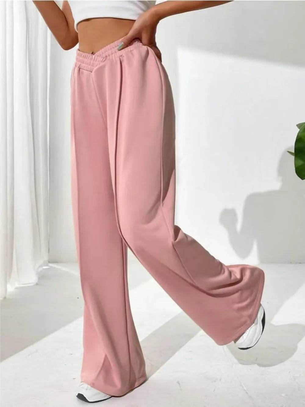 Elastic Waist Wide Leg Pants - IntuitiveEncBoutique