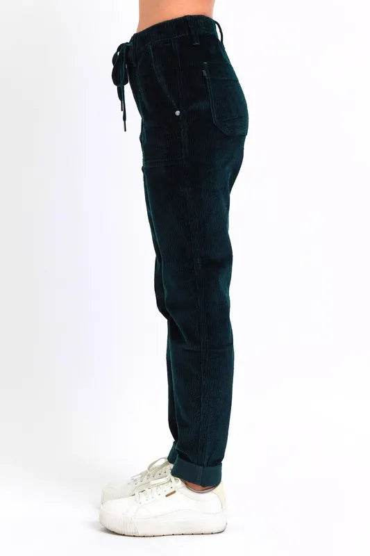 Judy Blue Full Size High Waist Corduroy Cuffed Jogger Plus Size - IntuitiveEncBoutique